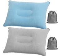 Anseom 2 Piezas Almohada Hinchable Camping Cojin Playa Inflable Cojin Avion Cuello Hinchable Cojins Viaje con 2 Bolsillos con Cordón para Playa Senderismo