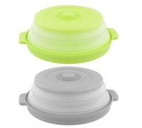 Anseom 2 Piezas Cubierta Plegable para Microondas, Tapa Microondas de Salpicaduras de Microondas Tapadera Cubierta Microondas Coladores con 1 Pare Silicona Sostenedores de Ollas para Frutas y Verduras