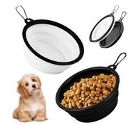 Anseom 2 Piezas Cuencos Plegables para Perros Portatil Cuencos para Mascotas Silicona Bebedero Perro con Mosquetón para Gatos Perros y Mascotas para Excursiones o Viajes (650ml Blanco y Negro)