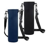 Anseom 2 Piezas Estuche para Botellas de Neopreno, 8×25 cm 1500ML Portabotellas de Agua Titular Desmontable Botella Bolsa De Transporte Bolsa con Correa para El Hombro para Al Aire Libre