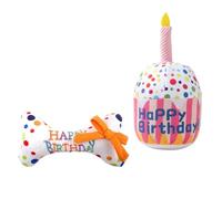 Anseom 2 Piezas Juguetes de Cumpleaños para Perros, Juguete de Pastel Chillón para Mascotas, Juguete de Peluche Suave para Perro, Juguetes Interactivos Regalo de Cumpleaños para Perros