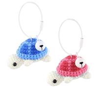 Anseom 2 Piezas Llavero de Tortuga de Punto, Llavero Soporte Emocional para Mujer, Minillavero de Tortuga para Parejas, Colgantes de Tortuga Hecha a Mano Regalo para Bolso Mochila