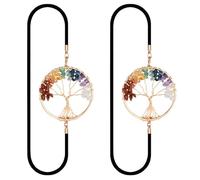 Anseom 2 Piezas Marcadores Elásticos, Marcapáginas Del Árbol de La Vida, Marcador de la Suerte con Cristal, Marcapáginas de Metal Vintage para Todos los Libros Diarios