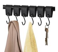 Anseom 6 Pcs Ganchos en S de Cuero, Gancho Multifuncionales en S con Lazo de Cuero, Ganchos para Colgar Ropa Ganchos para Cochecito ganchos de Camping de Metal para Cocina, Balcón, Armario, Bbaño