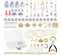 Anseom Atrapador Soul Crystal 200 Pcs Kit de Fabricación de Atrapasoles Estrellas Sol Luna Carillon de Viento Atrapasueños Colgante de Feng Shui Arco Iris Prisma Bola para Ventana Jardin Fiesta Decor