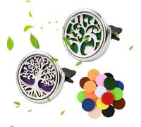 Anseom Coche Aromaterapia Aceites Esenciales Difusor Acero Inoxidable Ambientador Vent Clip 2 Pcs Clip de Ventilación de Aromaterapia para Coche con 20 Almohadillas de Fieltro de Repuesto