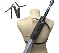 Anseom Espada retro medieval, hombro, espalda, vaina, porta ranas, negro, ajustable en tamaño, traje de guerra, funda protectora, espada, cuero, hebilla, funda para adultos y hombres, portabotas
