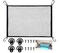 Anseom Red Maletero de Coche, 80×60cm Elástica Red Almacenamiento Coche se Extiende hasta 160x120cm, con 4 Anillos de Acero y 8 Tornillos para SUV, Van, Carro de Automóviles, Camionetas