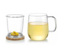 Anseom Vaso de té con tapa y colador, 500 ml, todo en uno, vasos de té con asa, vidrio de borosilicato, resistente al calor, taza de té para hojas sueltas, té, café, bebidas