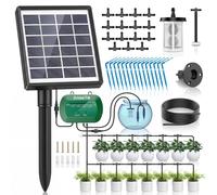 AnseTo Sistema Riego Solar Jardín Kit Riego Goteo Automático 15 Goteros | Temporizador Automático Ideal para Vacaciones Balcón Terraza Invernadero y Plantas Dispositivo Ecológico y Ahorro de Energía