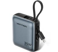 Powerbank Vention FHFN0 10000mAh 35W Gris con cables USB-C y Lightning integrados