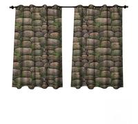 Anshesix Nature - Cortina para Exteriores para Patio con Piedras Cubiertas de Musgo, Roca, formación, Bosque, meditación, Tema pacífico