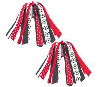 anshome 2 soportes para cola de caballo de fútbol para mujer, color rojo y negro, con purpurina, cintas elásticas para el pelo, bandas elásticas para el pelo, coleteros para el día del juego,
