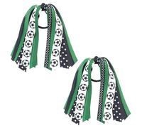 anshome 2 soportes para cola de caballo de fútbol para mujer, color verde y negro, con purpurina, cintas elásticas para el pelo, bandas elásticas para el pelo, coleteros para el día del juego,
