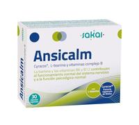 ANSICALM | CALMA MENTAL ante ANSIEDAD, ESTRÉS, NERVIOSISMO y AGOBIO | Con Melisa Cyracos®, L-Teanina, Zinc y Vitaminas | Bienestar Emocional + Relajación | Vegano, Sin Gluten - SAKAI