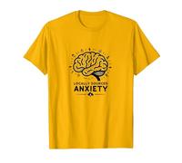 Ansiedad de Origen Local Cerebro Salud Mental Humor Camiseta, Hombre, Dorado Brillante, XXL