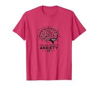 Ansiedad de Origen Local Cerebro Salud Mental Humor Camiseta, Hombre, Rojo Jaspeado, 3XL