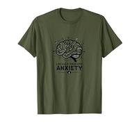 Ansiedad de Origen Local Cerebro Salud Mental Humor Camiseta, Hombre, Verde Oliva, S