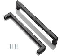 ANSIEDIO 2 Piezas Acero Inoxidable Tiradores Cocina Negro Tiradores de Muebles Tiradores de Puerta Perillas de Muebles Tiradores Armarios 192 mm