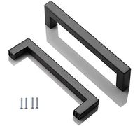 ANSIEDIO 2 Piezas Acero Inoxidable Tiradores Cocina Negro Tiradores de Muebles Tiradores de Puerta Perillas de Muebles Tiradores Armarios 128 mm