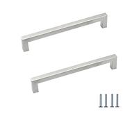 ANSIEDIO 2 Piezas Acero Inoxidable Tiradores Cocina Plata Tiradores de Muebles Tiradores de Puerta Perillas de Muebles Tiradores Armarios 192 mm