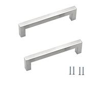 ANSIEDIO 2 Piezas Acero Inoxidable Tiradores Cocina Plata Tiradores de Muebles Tiradores de Puerta Perillas de Muebles Tiradores Armarios 128 mm