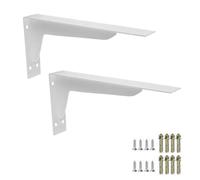 ANSIEDIO 2 Piezas Escuadras para Estanterías, Soporte de Pared Baldas, Soportes Estantes Triangulares de 90 Grados Pesados 290x145mm, Blanco