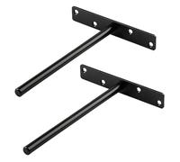 ANSIEDIO 2 Piezas Soportes Baldas Flotantes Invisible 200mm Soporte Estante Ocultos Tipo T Pared Escuadras Estanterias (Negro, 4 agujeros)