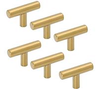 ANSIEDIO 6 Piezas Pomos para Armario, Tiradores Cajones Cocina para Puertas, Cajones y Cómodas Oro 50mm (Un solo agujero)