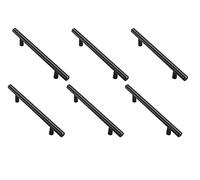 ANSIEDIO 6 Piezas Tiradores Cocina Tiradores Armarios en Forma de T-barra Acero Inoxidable, Negro (128mm Distancia de agujeros)