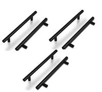 ANSIEDIO 6 Piezas Tiradores Cocina Tiradores Armarios en Forma de T-barra Acero Inoxidable, Negro (160mm Distancia de agujeros)