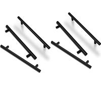 ANSIEDIO 6 Piezas Tiradores Cocina Tiradores Armarios en Forma de T-barra Acero Inoxidable, Negro (192mm Distancia de agujeros)