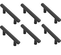 ANSIEDIO 6 Piezas Tiradores Cocina Tiradores Armarios en Forma de T-barra Acero Inoxidable, Negro (64mm Distancia de agujeros)