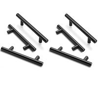 ANSIEDIO 6 Piezas Tiradores Cocina Tiradores Armarios en Forma de T-barra Acero Inoxidable, Negro (96mm Distancia de agujeros)