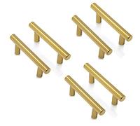 ANSIEDIO 6 Piezas Tiradores Cocina Tiradores Armarios en Forma de T-barra Acero Inoxidable, Oro (64mm Distancia de agujeros)