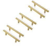 ANSIEDIO 6 Piezas Tiradores Cocina Tiradores Armarios en Forma de T-barra Acero Inoxidable, Oro (96mm Distancia de agujeros)