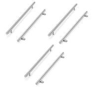 ANSIEDIO 6 Piezas Tiradores Cocina Tiradores Armarios en Forma de T-barra Acero Inoxidable, Plata (192mm Distancia de agujeros)