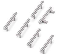 ANSIEDIO 6 Piezas Tiradores Cocina Tiradores Armarios en Forma de T-barra Acero Inoxidable, Plata (64mm Distancia de agujeros)