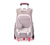 ANSIEDIO Mochila con Ruedas para Niñas, Trolley Mochila Escolar Ligera y Casual para Primaria Estudiantes (Morado)