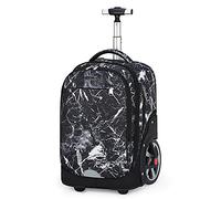 ANSIEDIO Mochilas Escolares con Ruedas, Mochila Escolar para Niños con Rueda Gran Capacidad Maleta Infantil Caja Trolley (Jaspeado)