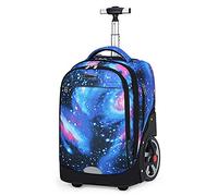 ANSIEDIO Mochilas Escolares con Ruedas, Mochila Escolar para Niños con Rueda Gran Capacidad Maleta Infantil Caja Trolley (Cielo Estrellado Azul)