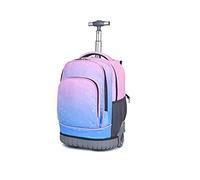 ANSIEDIO Mochilas Escolares con Ruedas - Mochila Trolley Escuela Primaria Niñas Niño Mochila Carro para Estudiantes de Secundaria y Preparatoria (Azul Degradado)