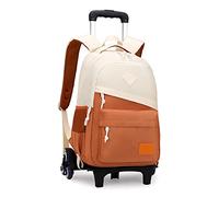 ANSIEDIO Mochilas Escolares con Ruedas, Mochila Trolley Escuela Primaria Niñas Niño Mochila Carro para Estudiantes (Naranja)