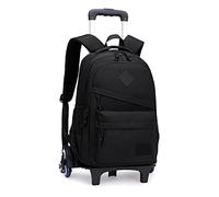 ANSIEDIO Mochilas Escolares con Ruedas, Mochila Trolley Escuela Primaria Niñas Niño Mochila Carro para Estudiantes (Negro)