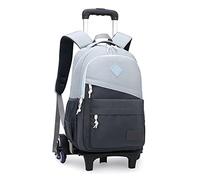 ANSIEDIO Mochilas Escolares con Ruedas, Mochila Trolley Escuela Primaria Niñas Niño Mochila Carro para Estudiantes (Gris)