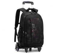 ANSIEDIO Mochilas Escolares con Ruedas para Niños y Adolescentes, Mochila con Ruedas para Secundaria Estudiantes (Marrón)