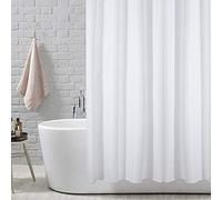 ANSIO Cortina de Ducha, Blanco sólido, 180 x 180 cm (71 x 71 Pulgadas) | 100% poliéster