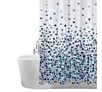 ANSIO Cortina de Ducha Resistente al Moho y al Moho, 180 x 180 cm, 100% poliéster, diseño de Mosaico, Color Azul, Paquete de 2