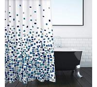 ANSIO Cortina de Ducha Resistente al Moho y al Moho, Mosaico Azul, 180 x 180 cm, Tela Repelente al Agua, 100% poliéster