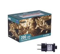 ANSIO - Guirnalda luminosa de 20 m, 200 LED, color blanco cálido, guirnaldas luminosas, árbol de Navidad para exterior e interior, ideales para ventanas, jardín, guirnalda eléctrica | cable verde